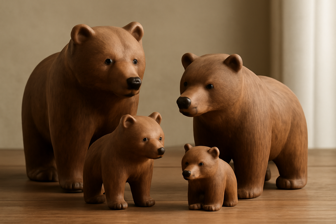 Wood Bear Family Keepsakes for Milestone Celebrations