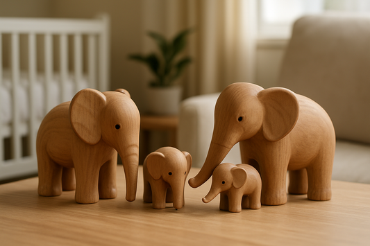 Wood Elephant Family Keepsakes for New Parents