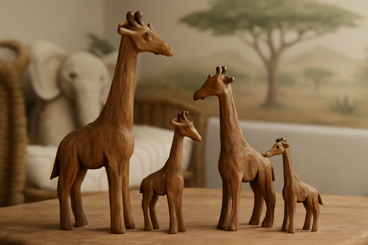 Wood Giraffe Family Keepsakes for Safari-Themed Nurseries