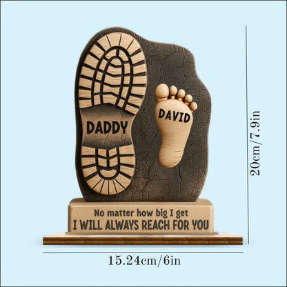 Dad footprint plaque measurements and size guide 