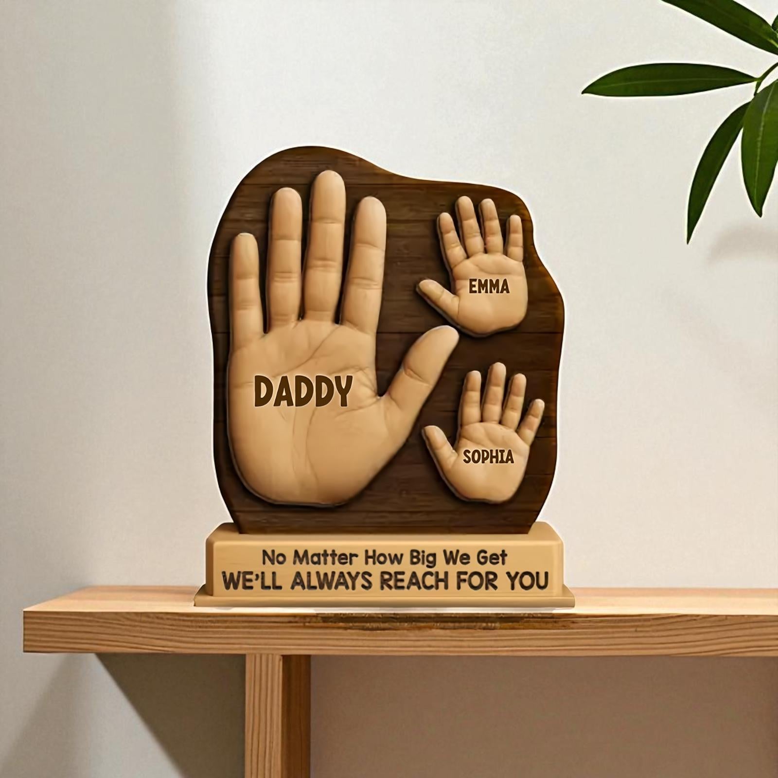 Dad handprint plaque displayed as thoughtful Father's Day or grandad gift
