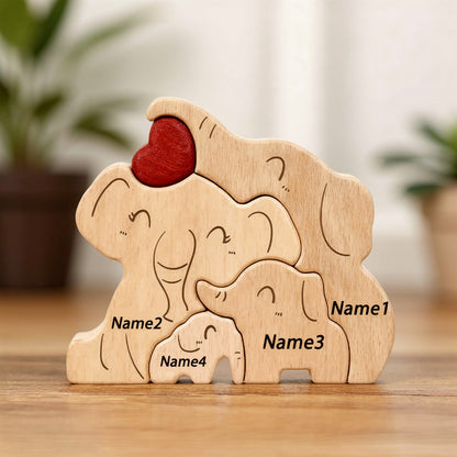 Custom elephant family ornament four member family with personalised engraving