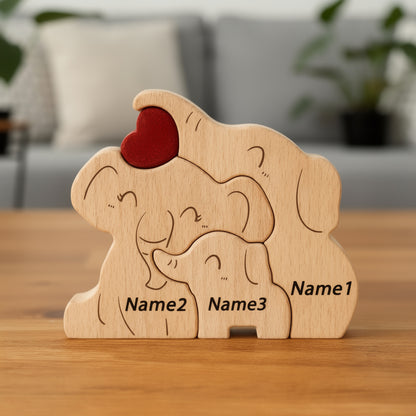 Custom elephant family ornament three member family with personalised engraving