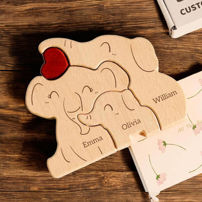 Elephant family ornament displayed as mum dad baby gift for nursery
