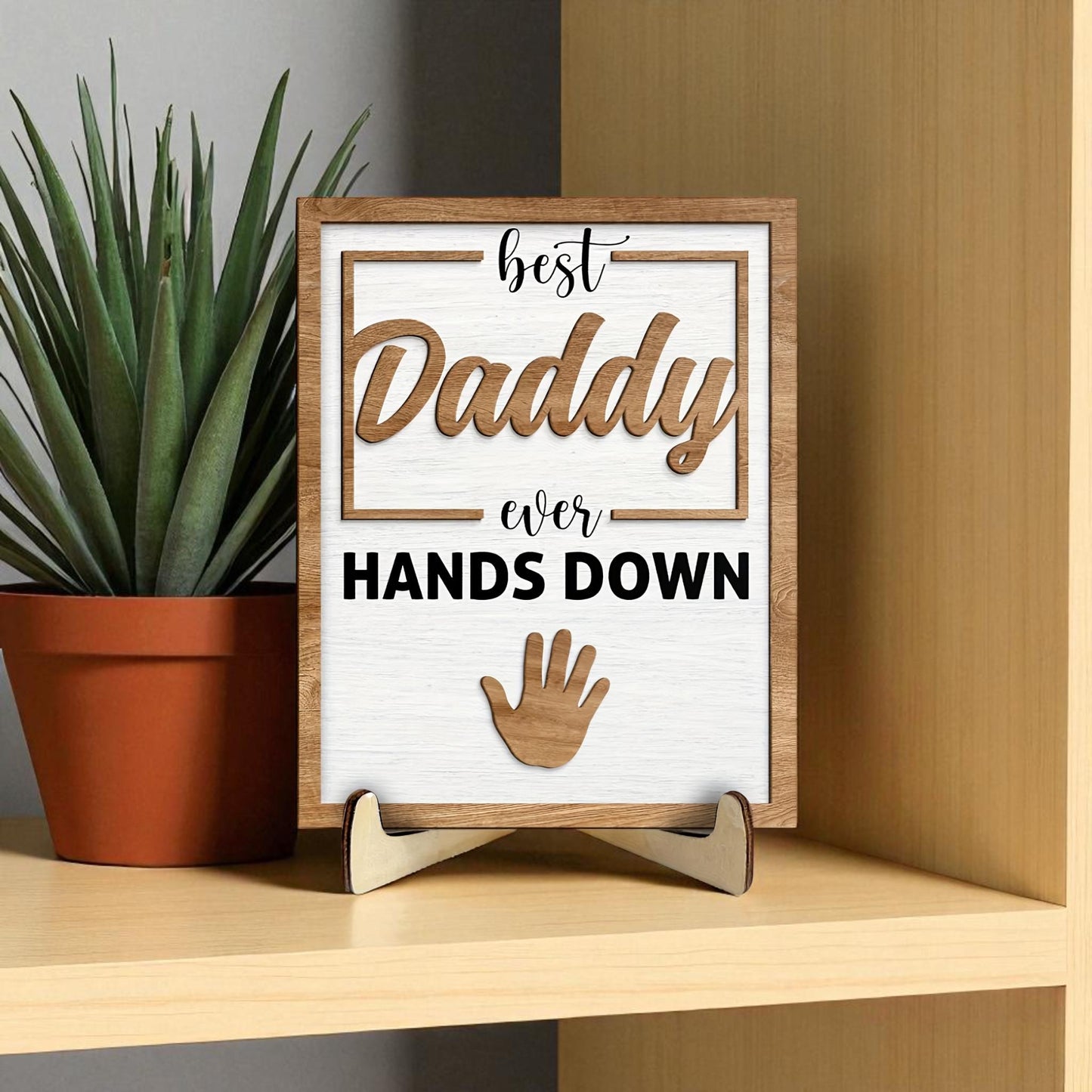 Personalised dad frame wooden keepsake for one children with custom names