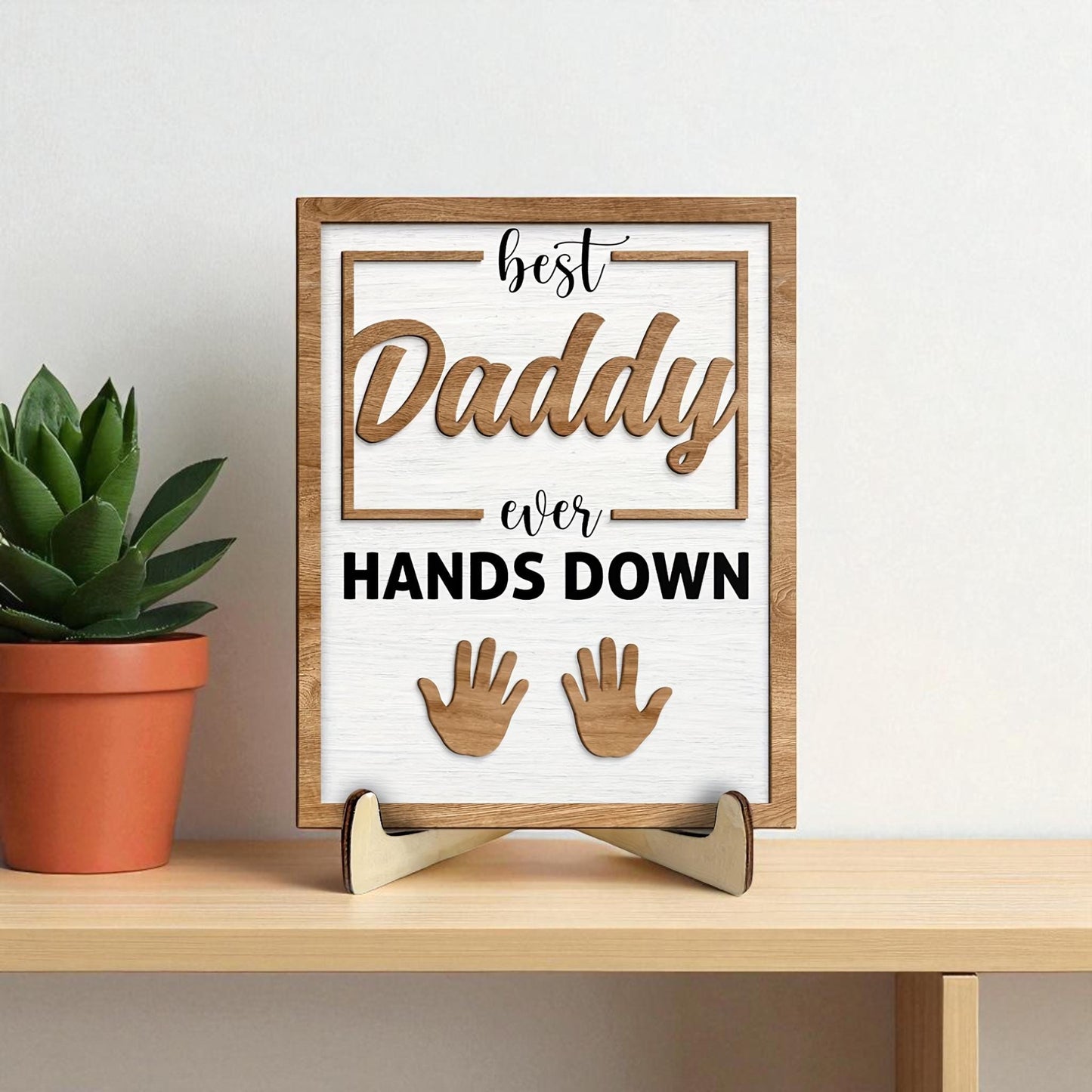 Personalised dad frame wooden keepsake for two children with custom names