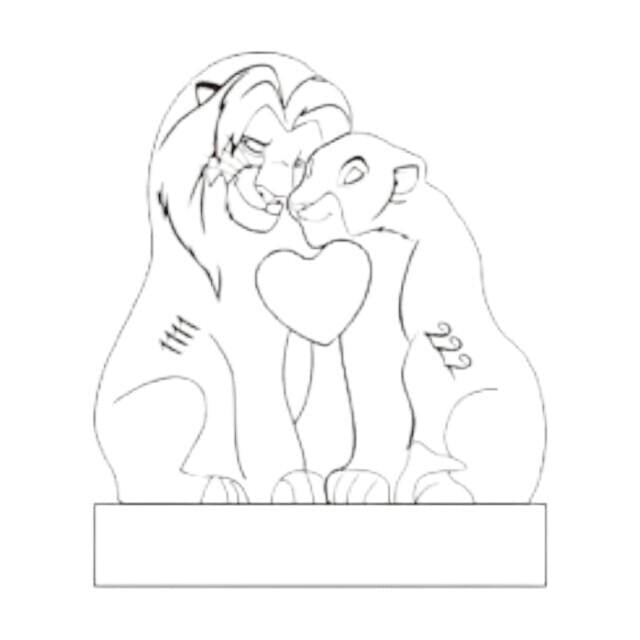 Personalised lion family wooden puzzle for two people with custom engraved names, illustration only.