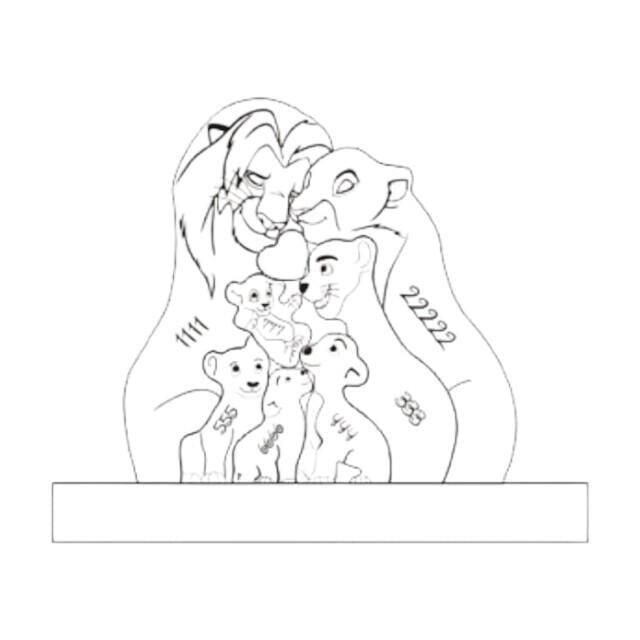 Personalised lion family wooden puzzle seven piece family keepsake gift set