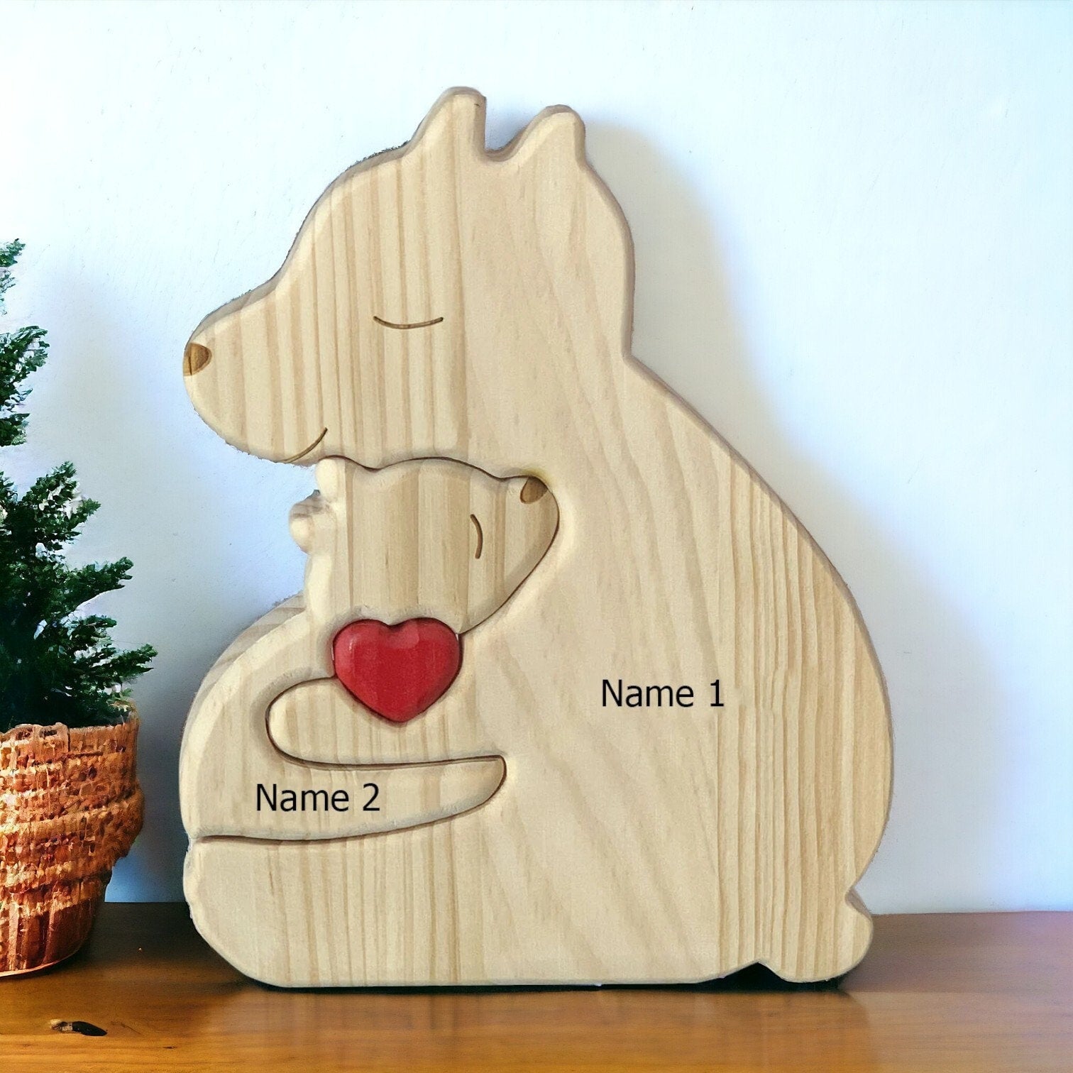 Personalised single parent bear puzzle for mum and one child with names