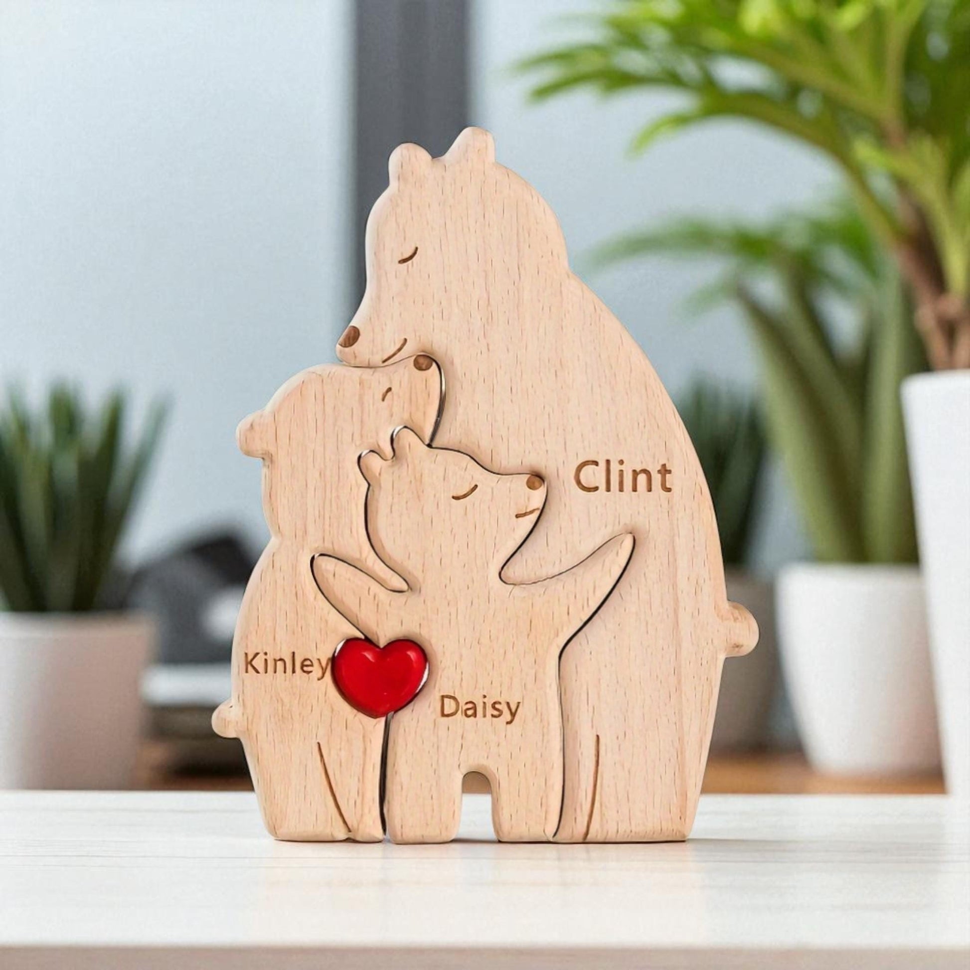 Personalised single parent bear puzzle for mum and one child with names