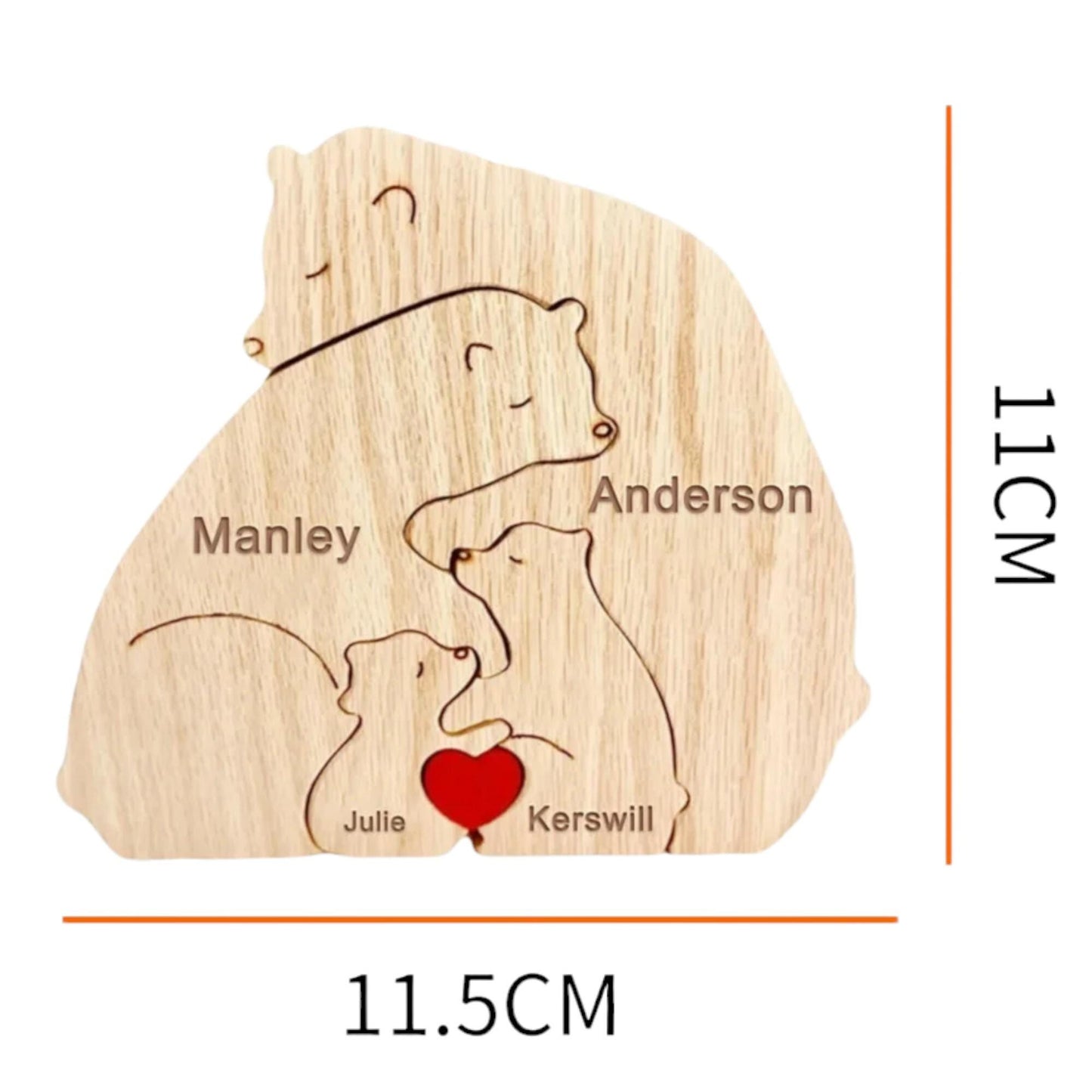 Wooden bear family puzzle with stand gift for family decor or Christmas
