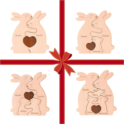 Wooden bunny family ornament gift for family Christmas or adoption present