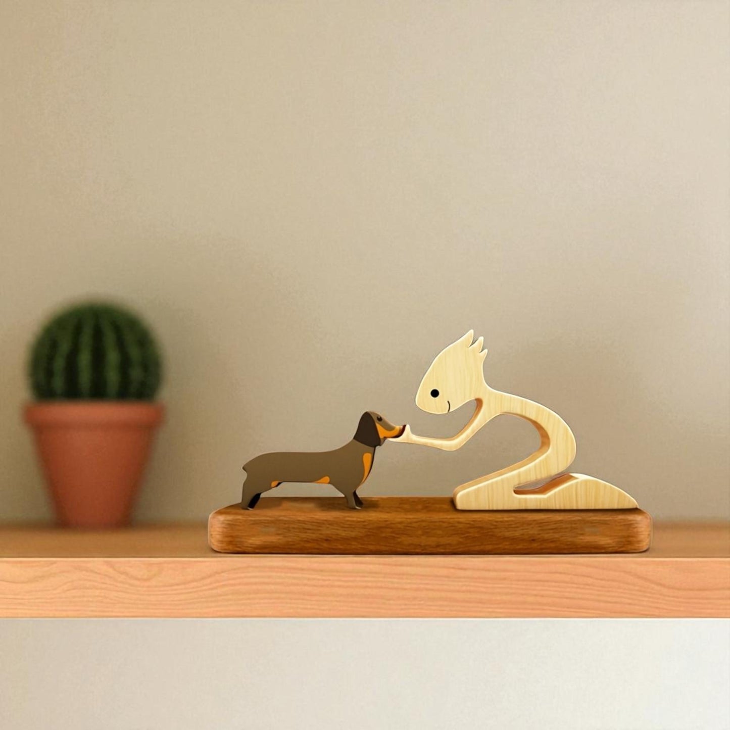Wooden dog keepsake Dachshund figurine in premium pine wood gift