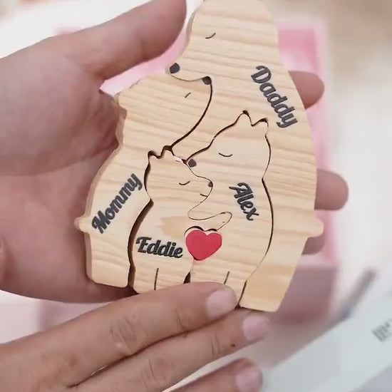 Personalised single parent bear puzzle for mum and one child with names