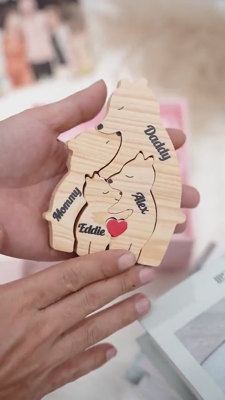 Personalised single parent bear puzzle for mum and one child with names
