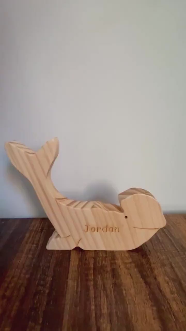 Personalised delphine family wooden puzzle for two people with custom names