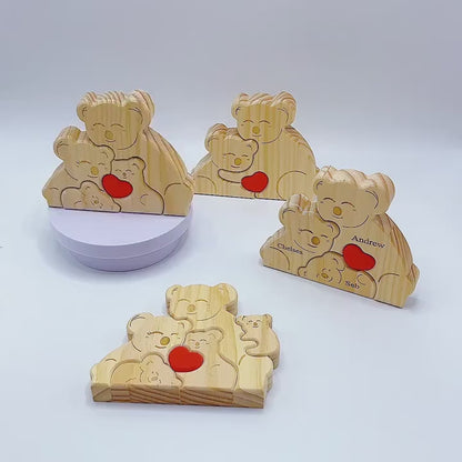 Koala family puzzle displayed on mantelpiece as family decoration gift